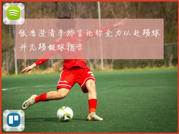 张浩澄清李帅言论称全力以赴踢球并无踢假球指示